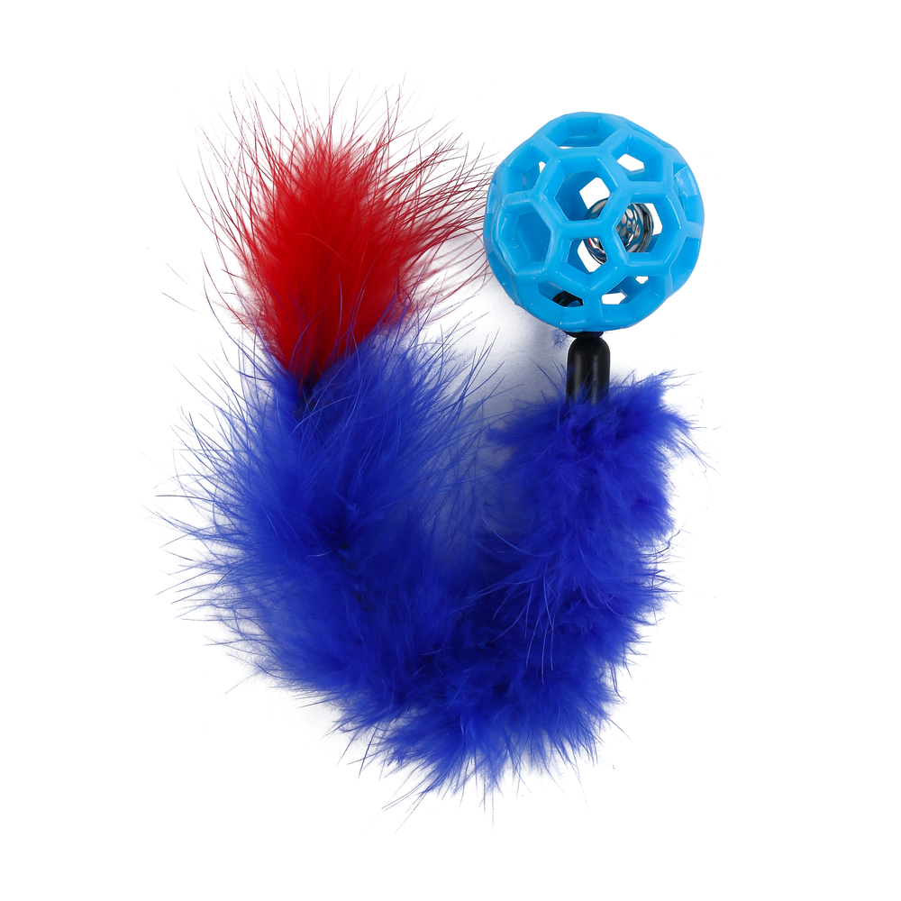 Jouet pour chat : balle avec queue boa - H.18cm