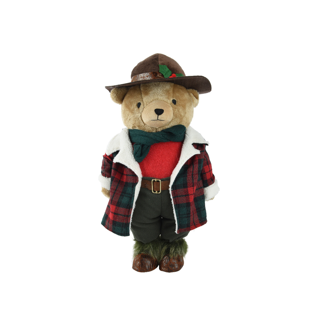 Ours en peluche décoratif, coloris rouge - H.60cm