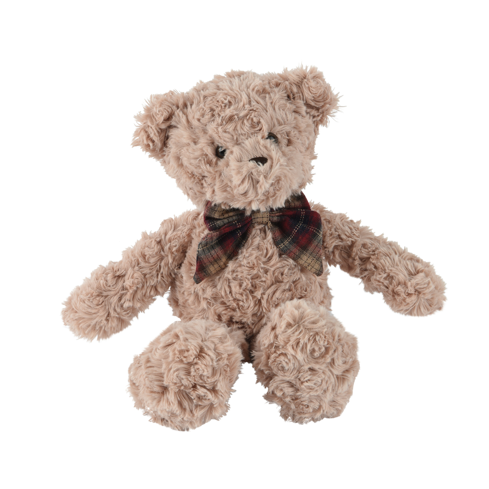 Ours en peluche avec nœud, coloris marron - H.30cm