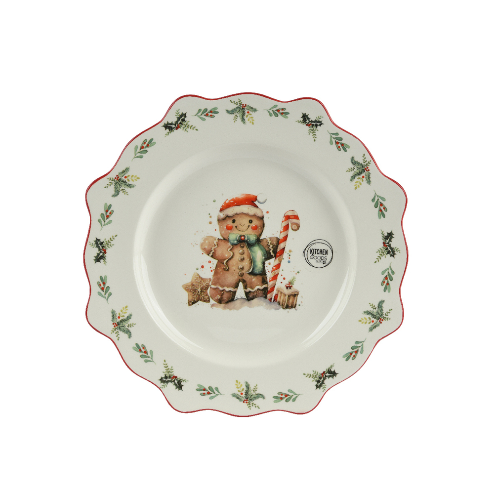 Assiette avec figurine en pain d'épices, coloris mixte - D.26cm