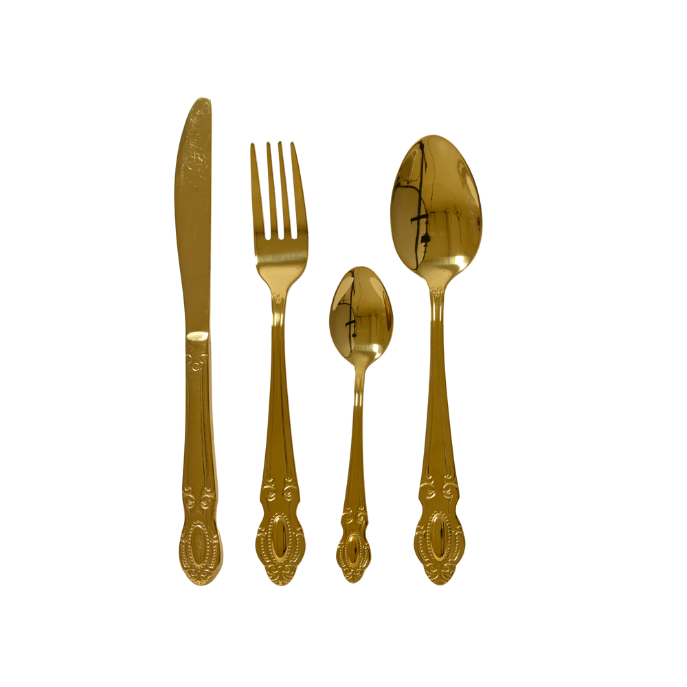 Set de couverts en acier inoxydable, coloris doré - 16 pièces