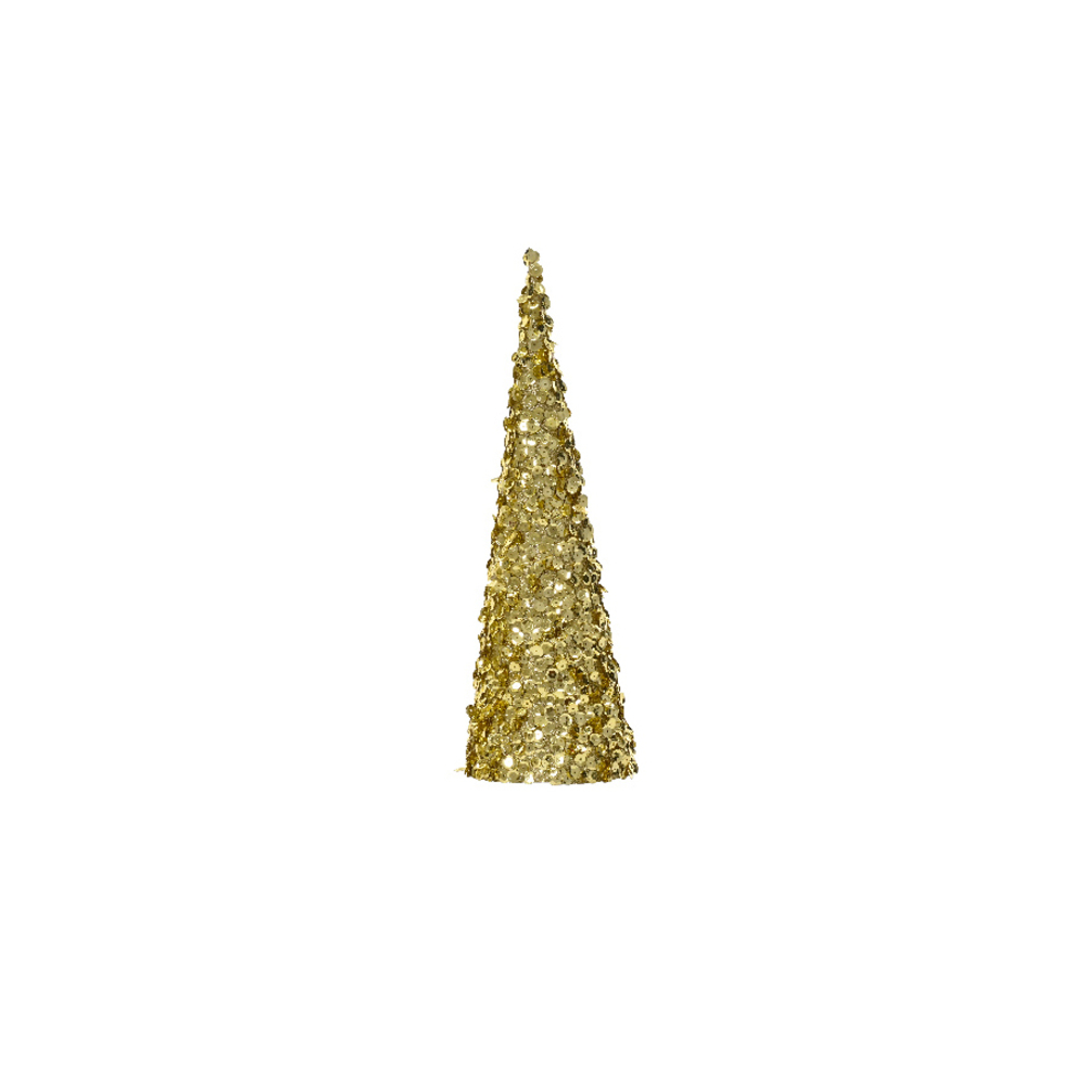 Décoration de Noël : sapin cône, coloris doré - H.41cm
