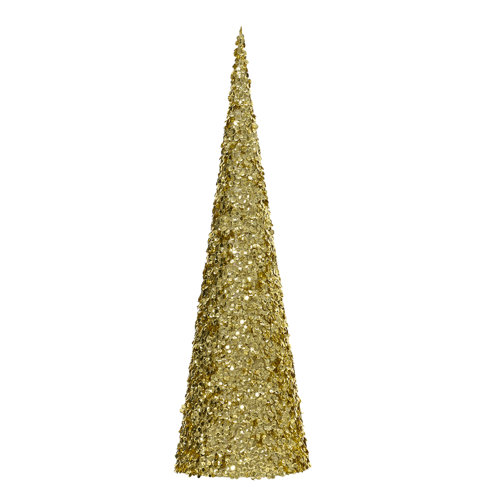 Décoration de Noël : sapin cône, coloris doré - H.80cm