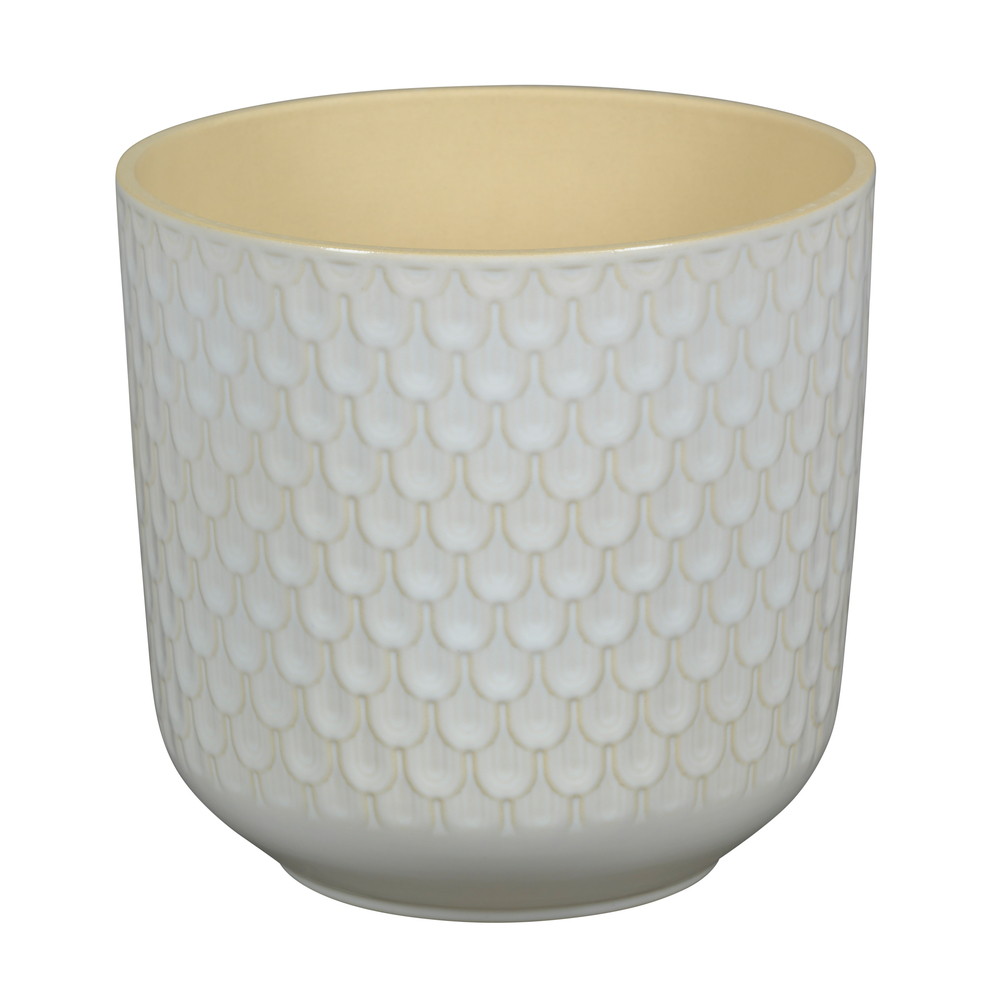 Cache-pot Yera, coloris blanc - D.13,5xH.13cm