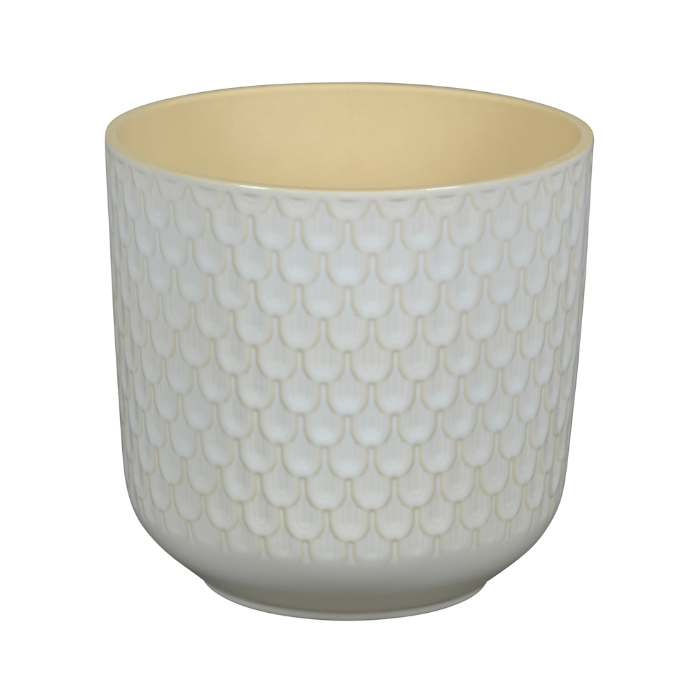 Cache-pot Yera, coloris blanc - D.20xH.18,5cm