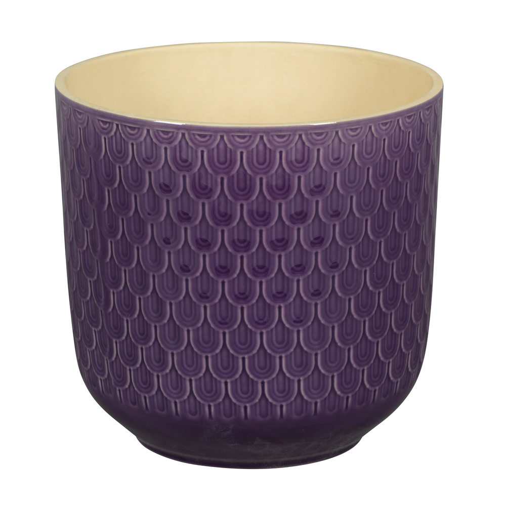 Cache-pot Yera, coloris violet - D.20xH.18,5cm