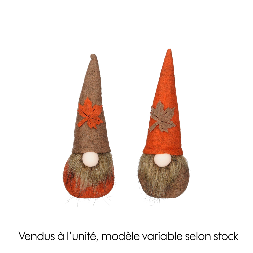 Décoration gnome, coloris marron/orange, modèle variable - L.7cm