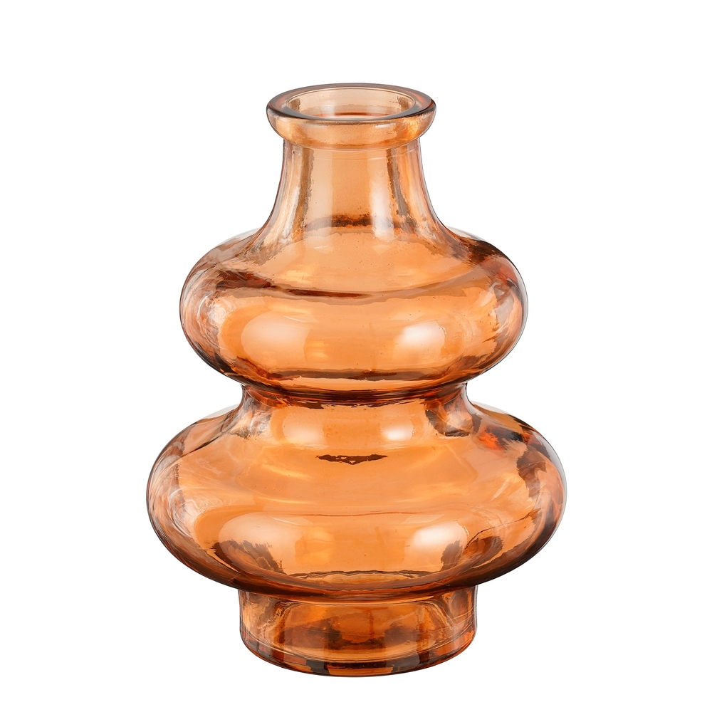 Vase 'Sira' en verre recyclé, coloris orange - D.12xH.16cm