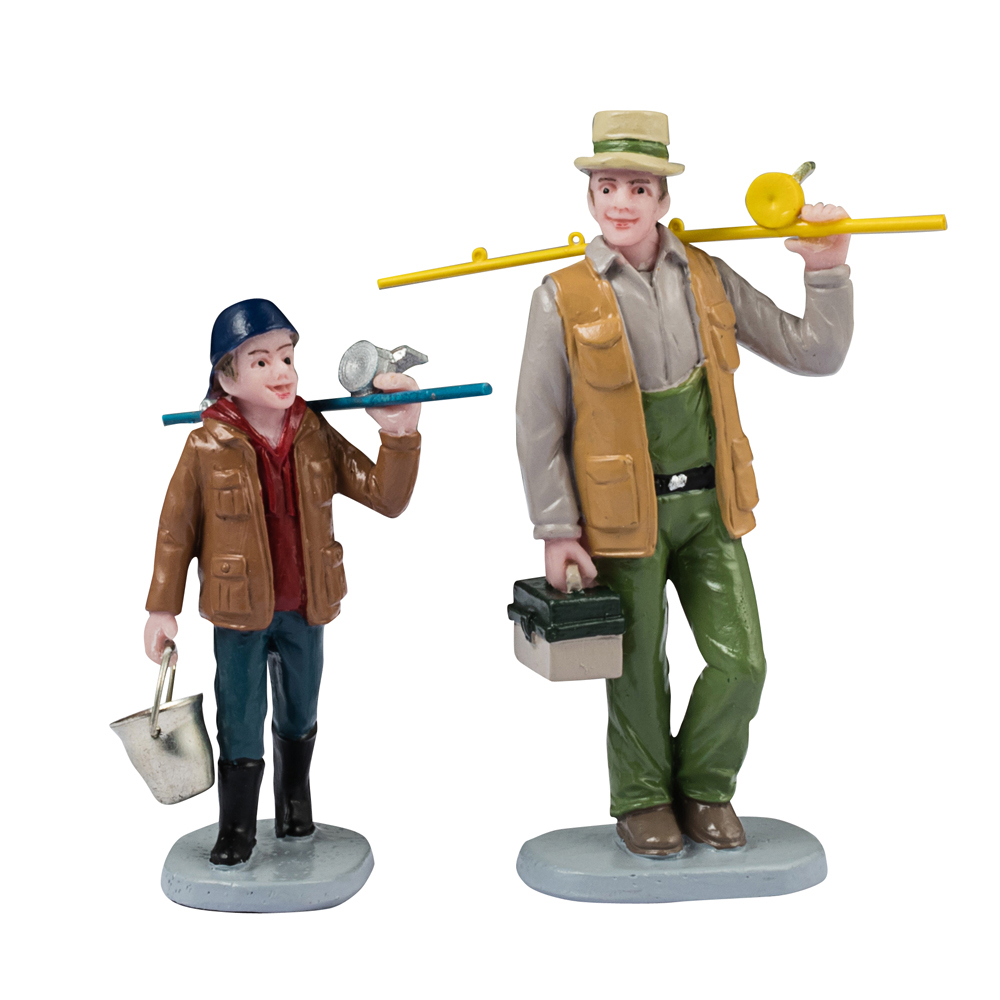 Figurines en résine, Vail village, l'heure de la pêche - H.7,2cm