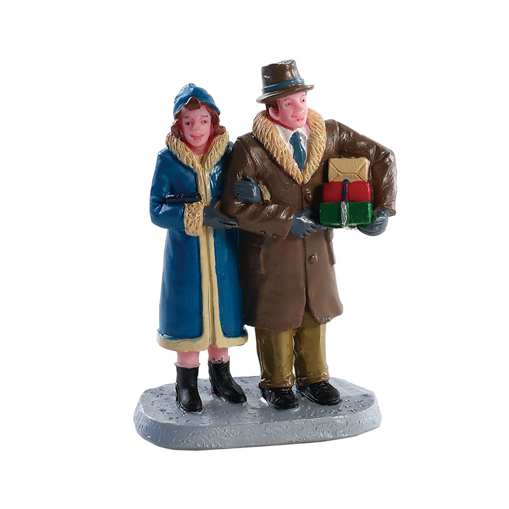 Figurine en résine, Caddington village, couple de Noël - H.7cm