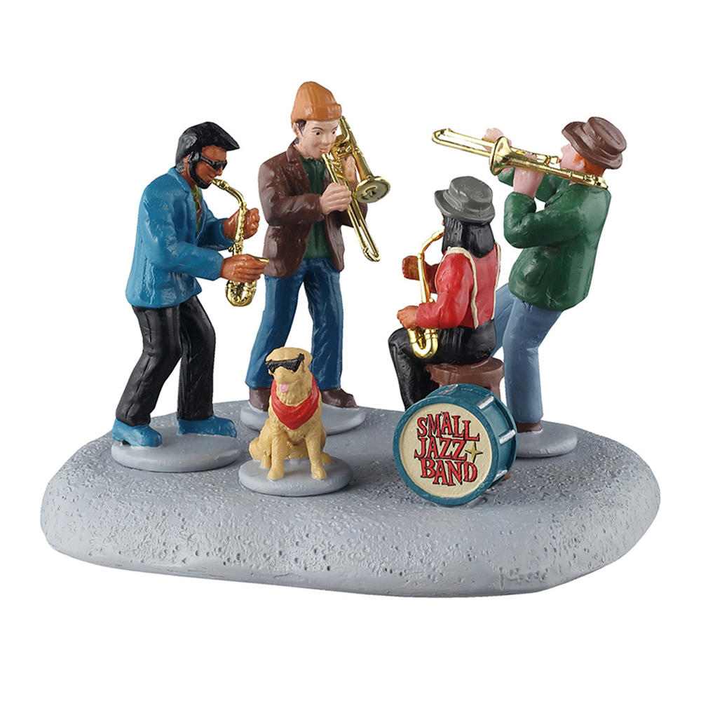 Figurine en résine, Caddington village, petit groupe de jazz - H.7,6cm