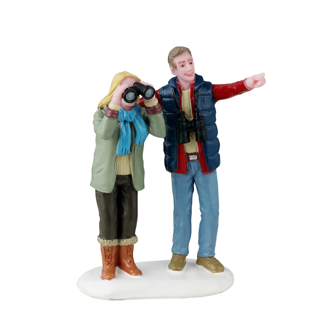 Figurine en résine, Vail village, tourtereaux - H.7,4cm