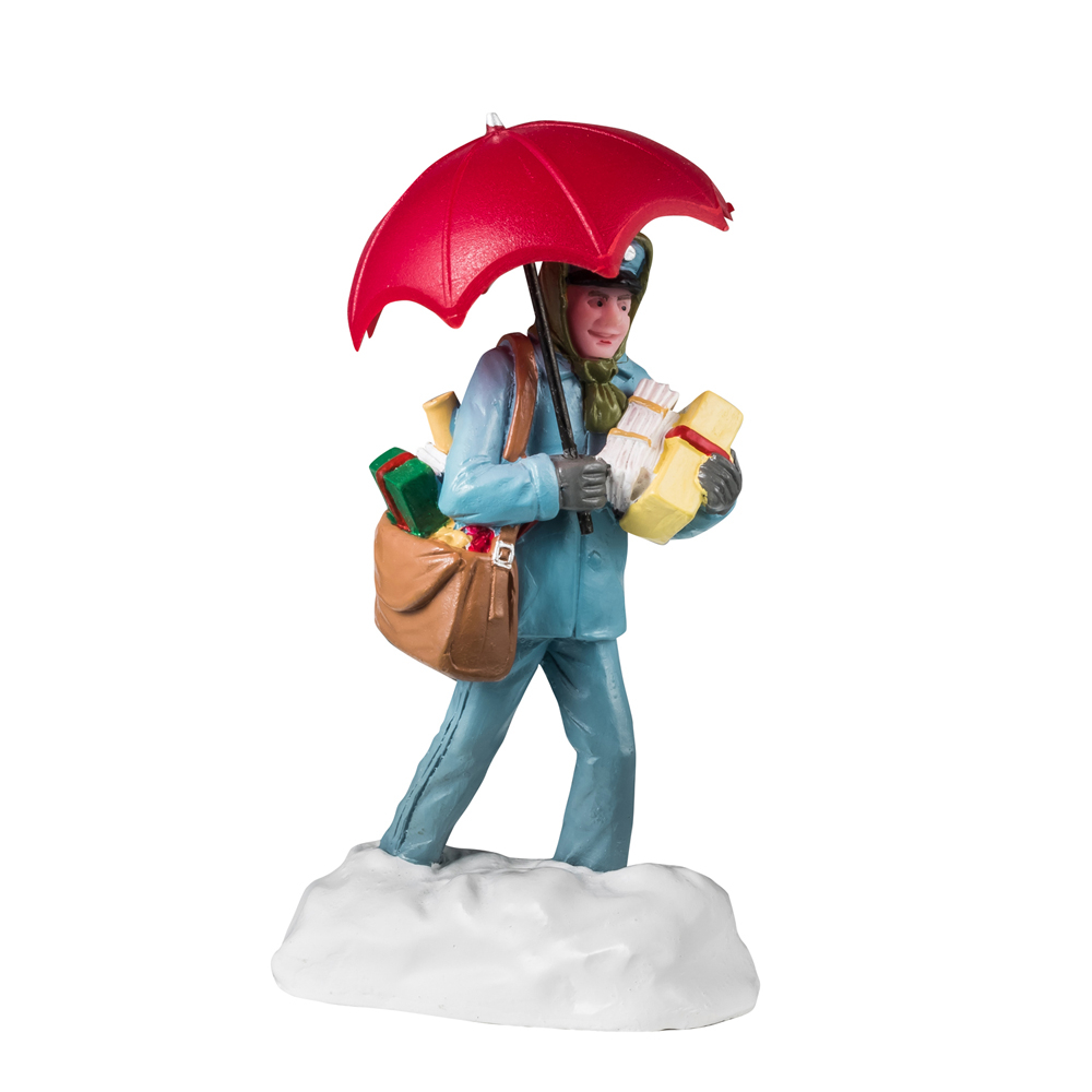 Figurine en résine, Vail village, livraisons sous la neige - H.8,8cm