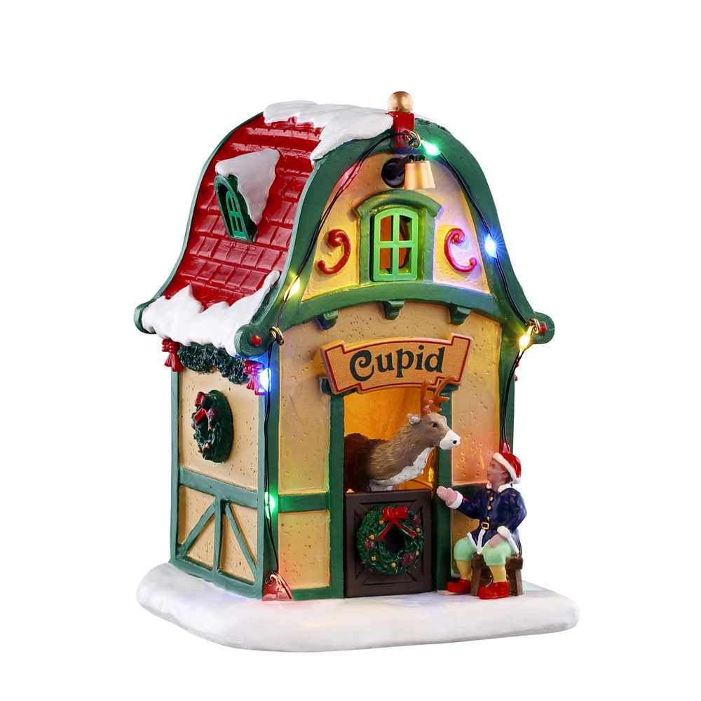 Scène animée, résine, Santas wonderland : le coin de Cupidon -H.13,2cm