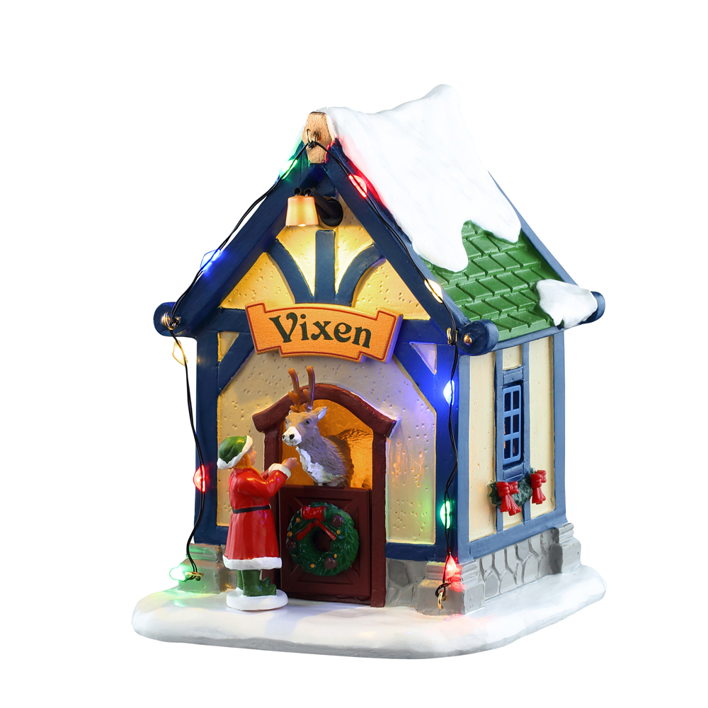 Scène animée, résine, Santas wonderland : le coin de Vixen - H.12,6cm