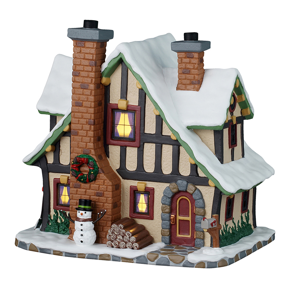 Scène animée, Caddington village, chalet fêtes hivernales - H.17cm