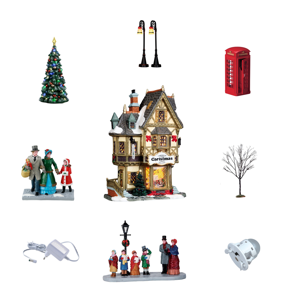 Coffret scène animée, Caddington village, magasin de sapins -11 pièces