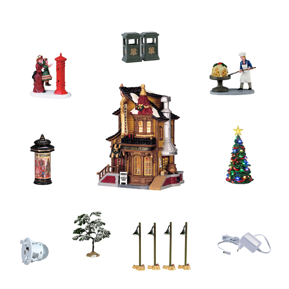 Coffret scène animée, Caddington, chocolaterie de Lucy -15 pièces