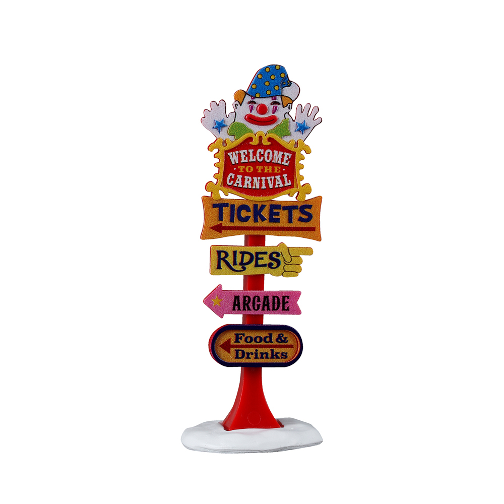 Décoration pour village de Noël, panneau bienvenue au carnaval H.9,2cm