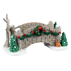 Décoration pour village miniature, Pont de Noël en résine - L.8,6cm