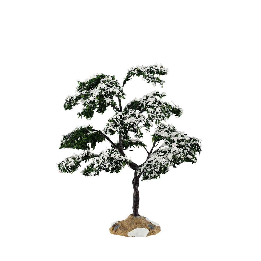 Décoration pour village de Noël, arbre miniature marcescent - H.16,8cm