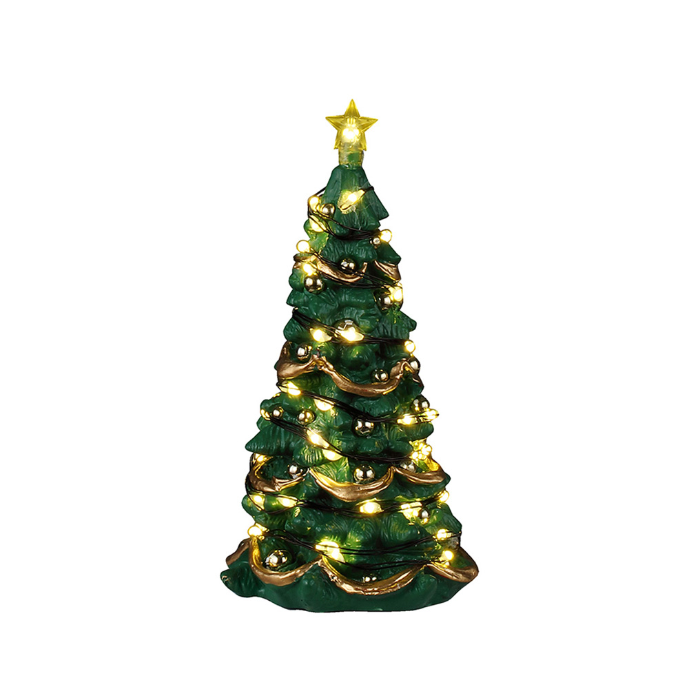 Décoration de Noël, Sapin lumineux miniature, sur piles - H.12,5cm