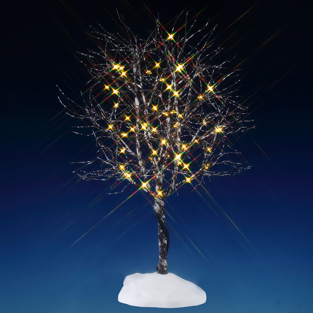 Décoration de Noël, noyer cendré, diodes, blanc chaud, piles -H.24,3cm