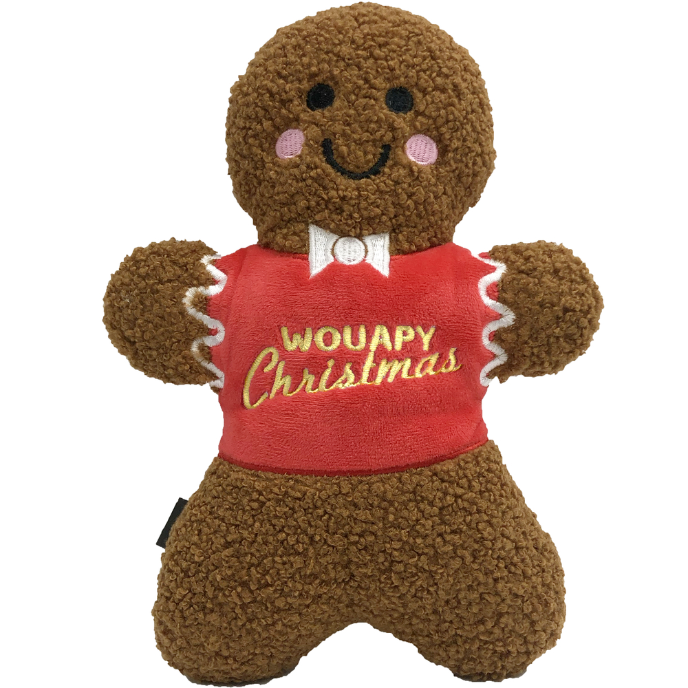 Peluche pour chien : pain d'épices avec 4 squeakers - L.5,5xH.32cm