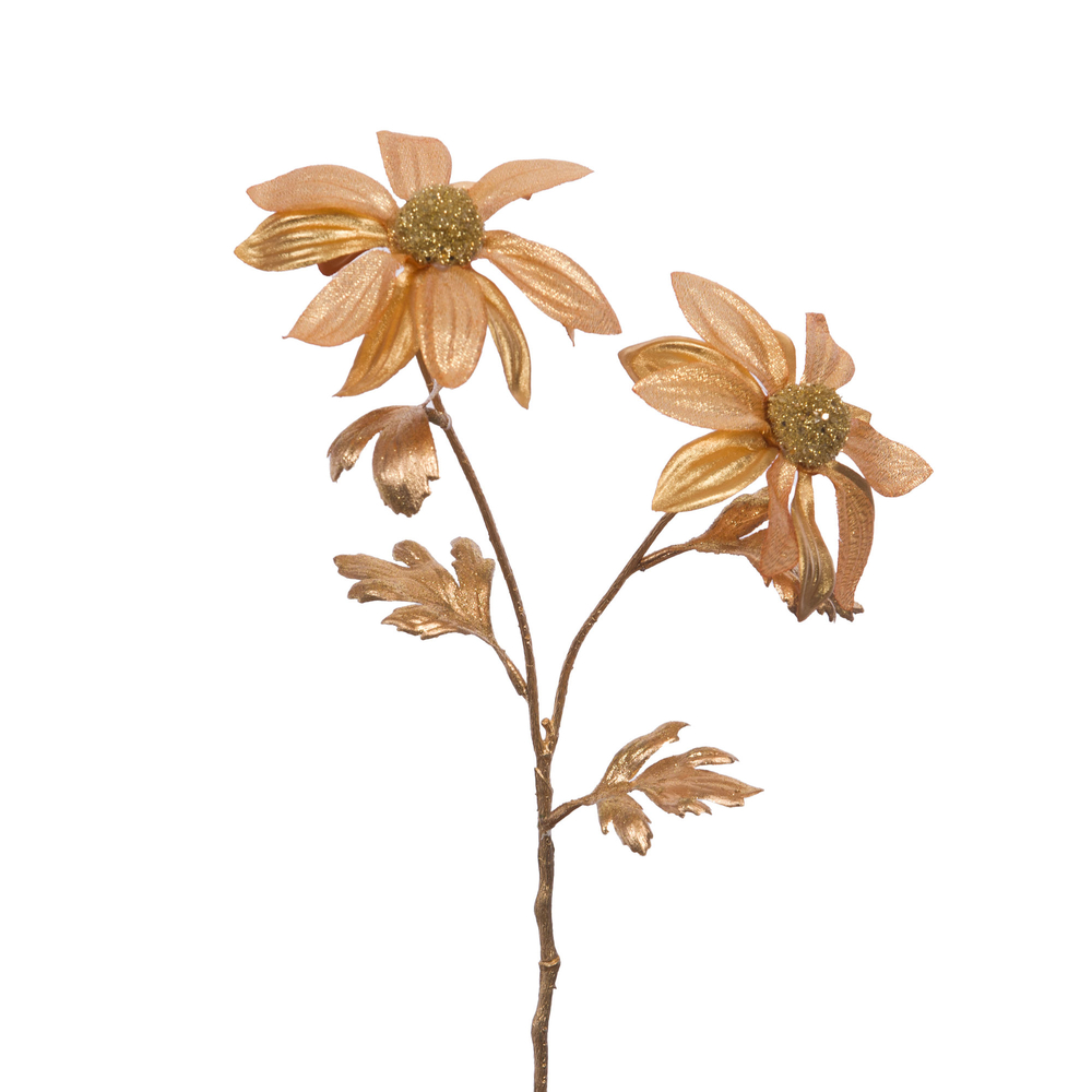 Fleur artificielle : tige de marguerite, coloris or - H.40cm