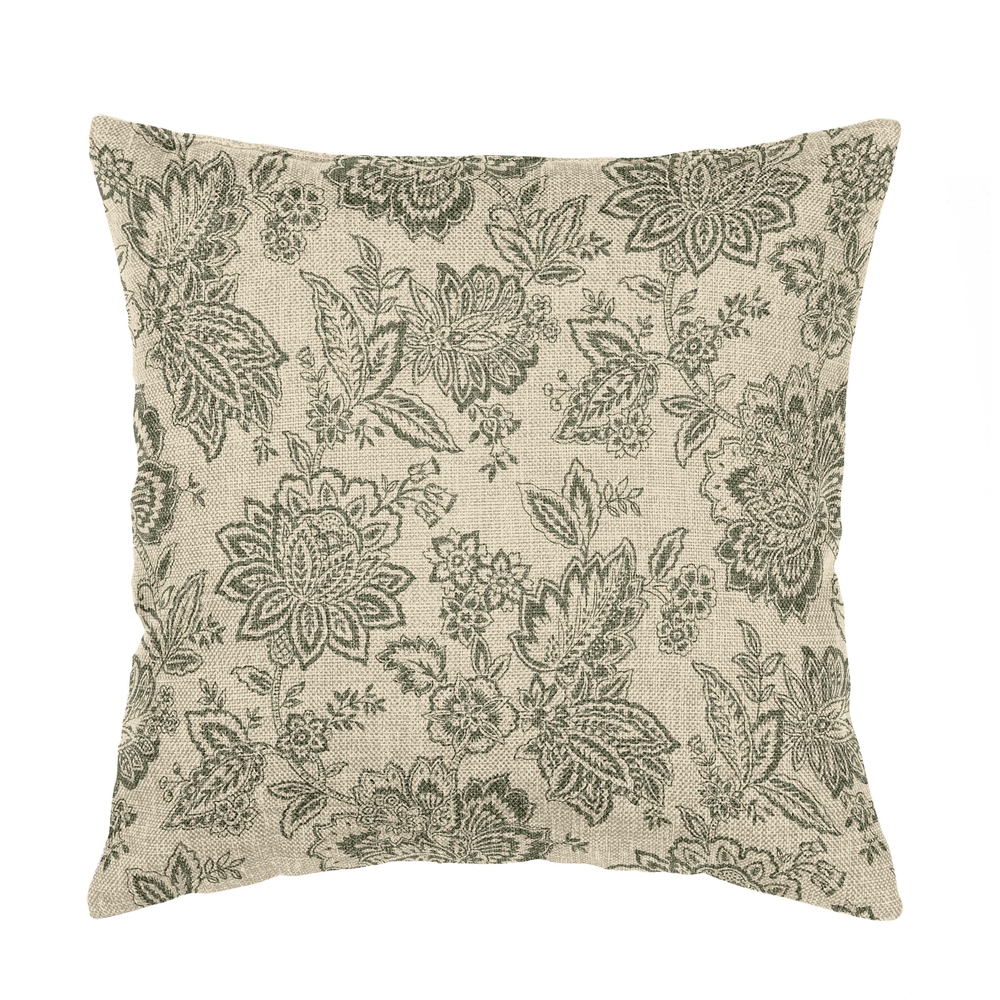 Coussin 'Ceylan' en lin, coloris kaki - 45x45cm