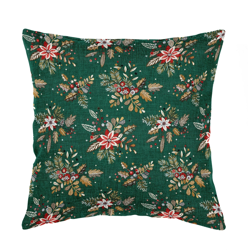 Coussin de Noël 'Holly', coloris vert - 45x45cm