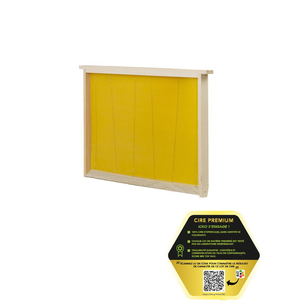 Lot de 10 cadres droits garnis de cire Premium - corps Dadant