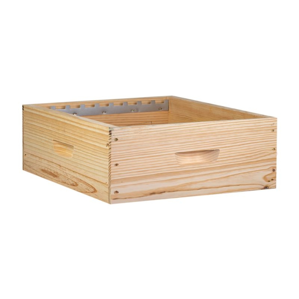 Hausse mi-bois Dadant 9 cadres en pin maritime (avec crémaillères) 