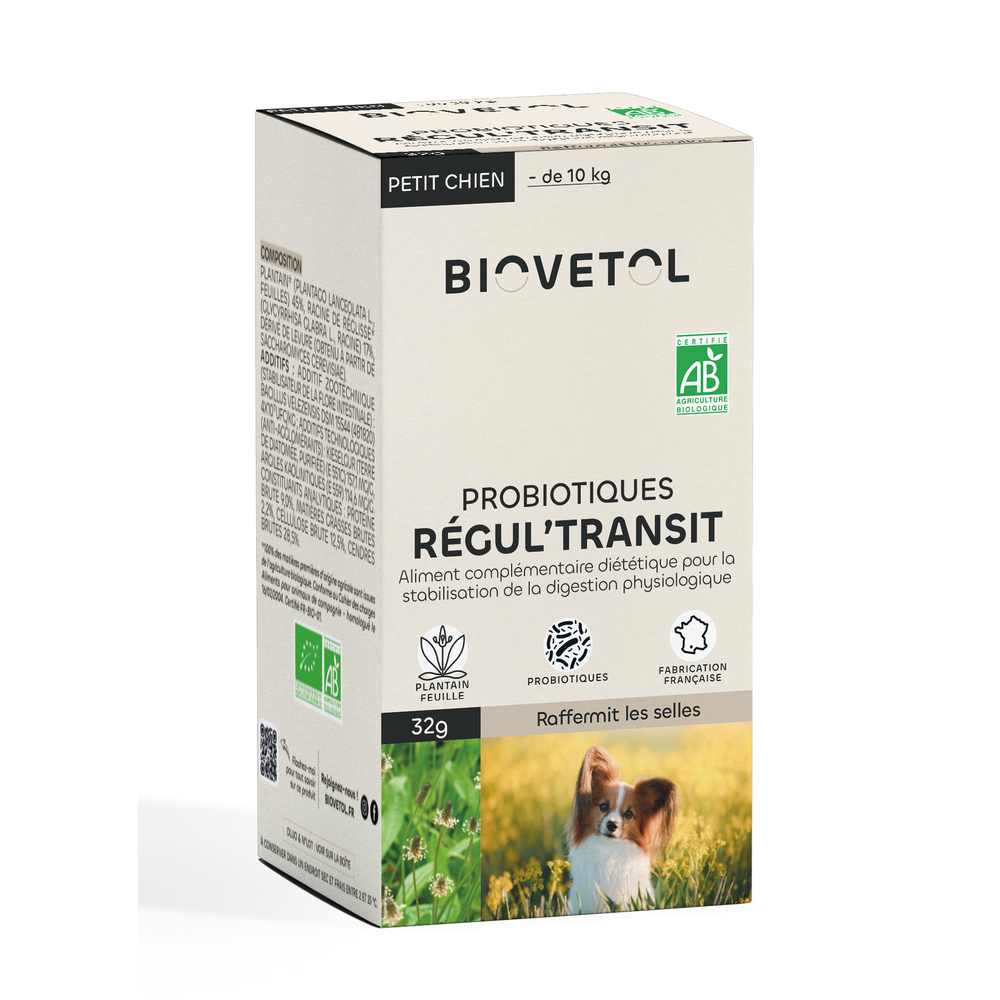 Probiotiques Régul'transit bio pour petit chien - 32g