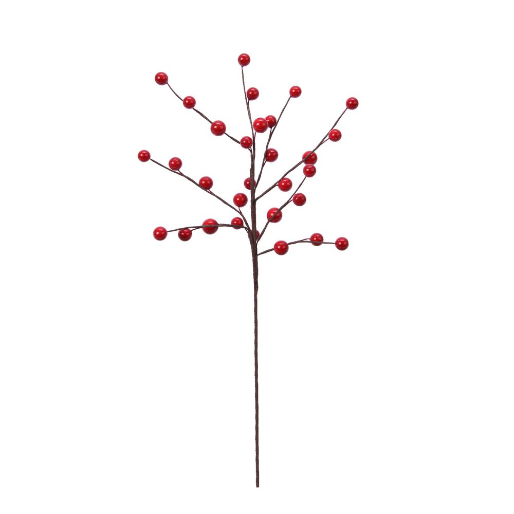 Pique décorative avec baies rouges - H.26cm