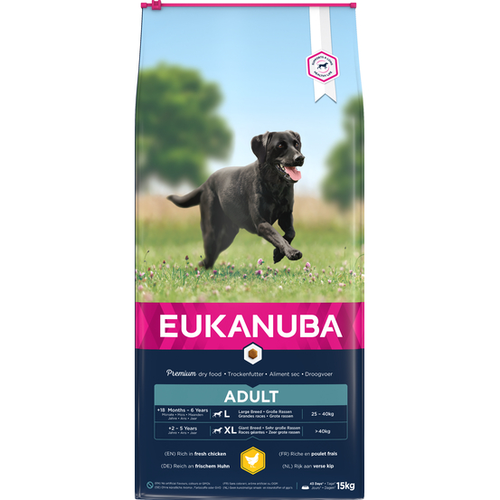 Croquettes au poulet, pour chien adulte de grande taille - 15kg