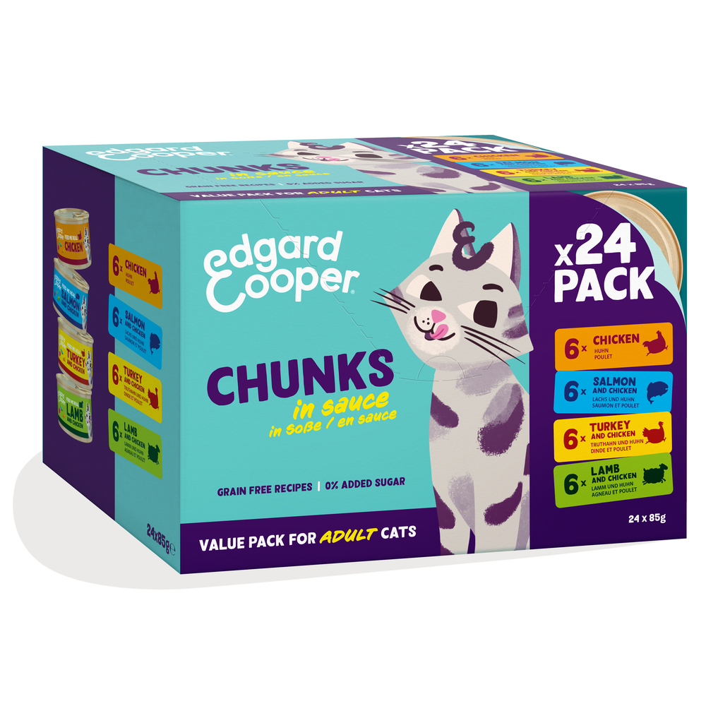 Pâtées pour chat, multipack poulet/saumon/agneau/dinde - 24x85g