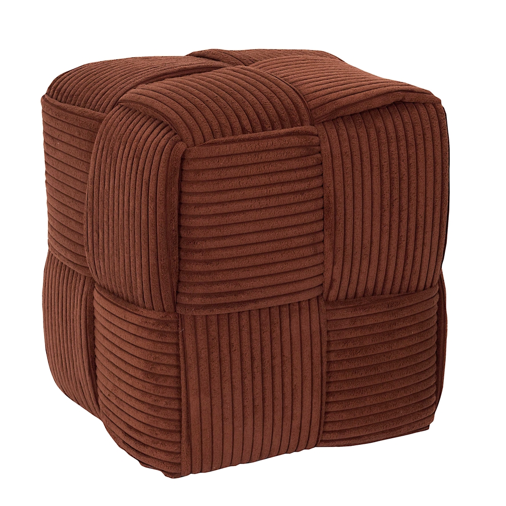 Pouf côtelé tressé, coloris terracotta - L.36xl.36xH.38cm