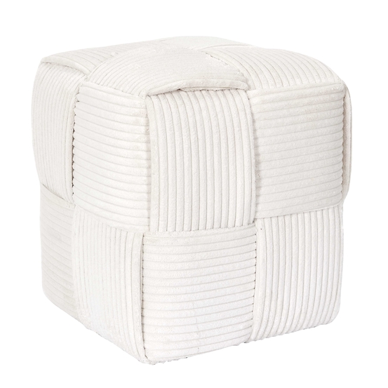 Pouf côtelé tressé, coloris beige - L.36xl.36xH.38cm