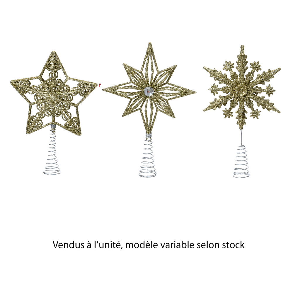 Cimier étoile pour sapin de Noël, coloris or - L.22,5xl.16xH.13cm