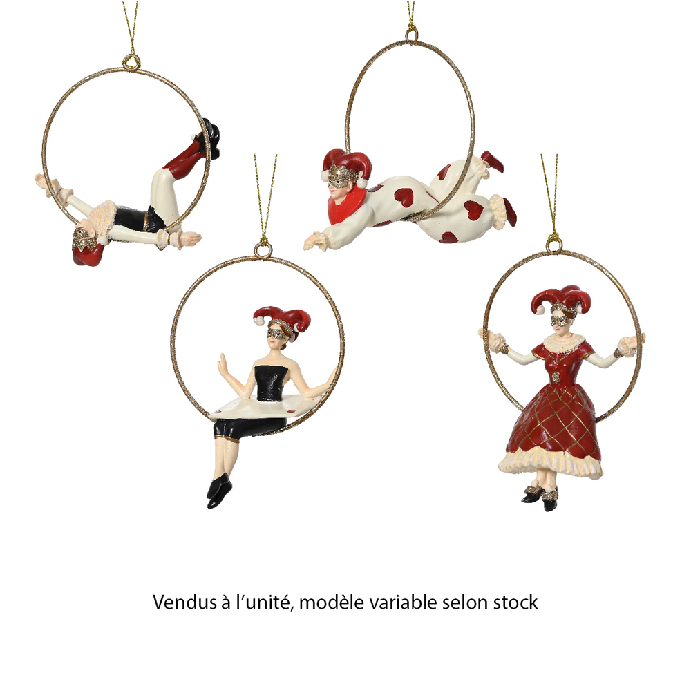 Suspension de Noël : arlequin, modèles variables - L.9xl.9xH.13cm