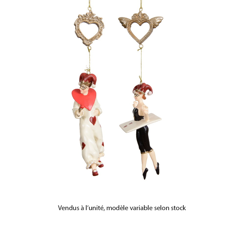 Suspension de Noël : arlequin, modèles variables - L.6xl.5xH.18cm