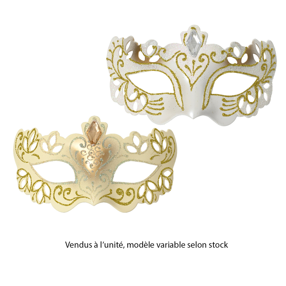 Masque de Noël, coloris blanc ou doré - L.15cm