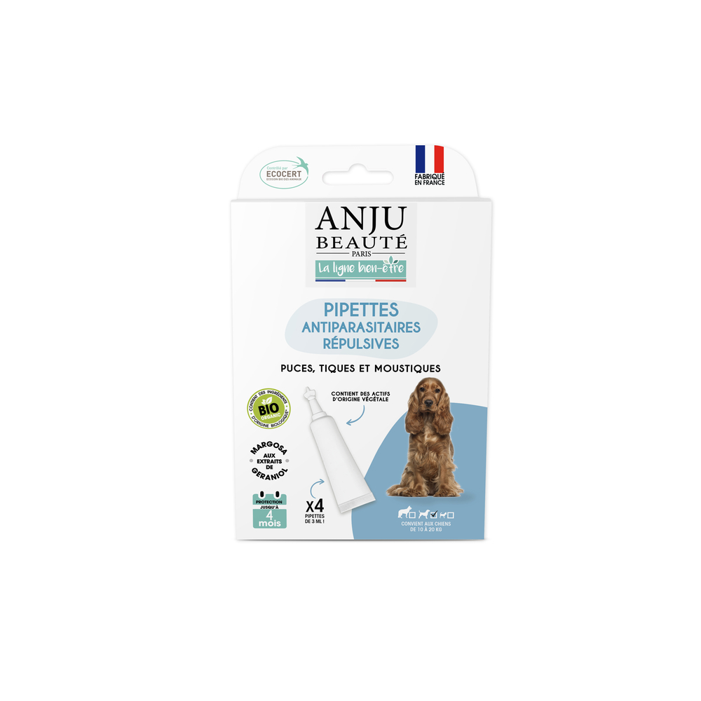 Pipettes antiparasitaires répulsives bio x4 - Chien de 10 à 20kg 