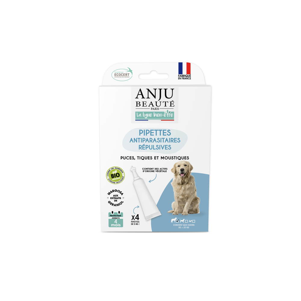 Pipettes antiparasitaires répulsives bio x4 - Chien + de 20kg 