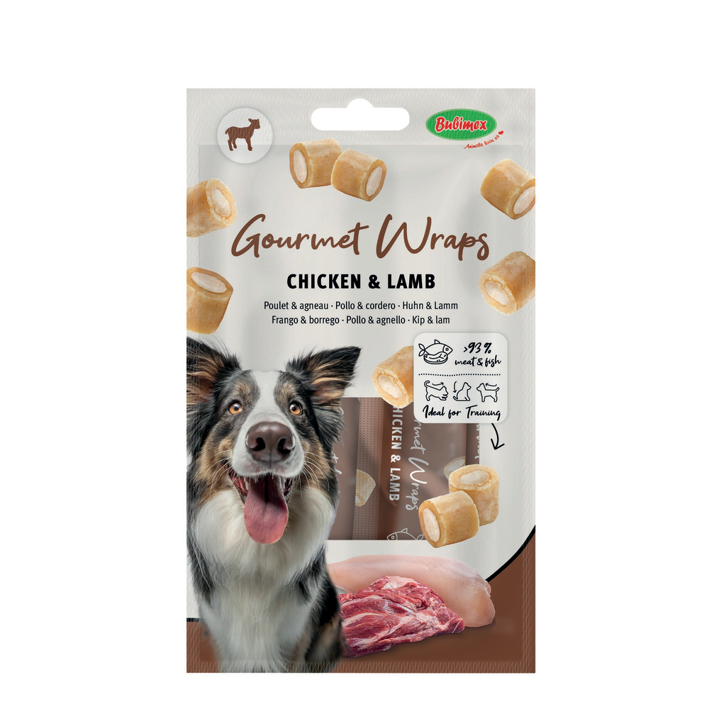 Friandises pour chien : gourmet wraps poulet et agneau - x3