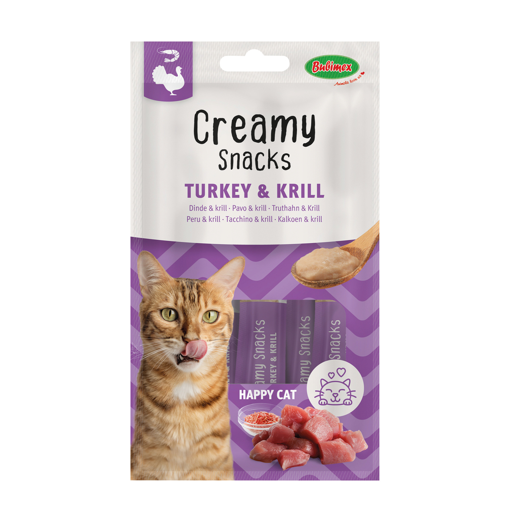 Friandise pour chat : creamy snacks, dinde et krill - 60g