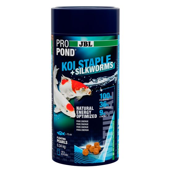 Koi Staple + Silkworms, nourriture pour poissons de bassin - 340g
