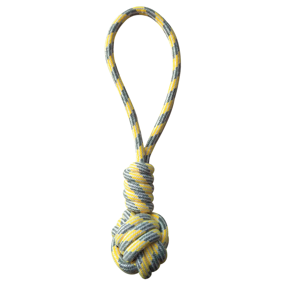 Jouet pour chien, corde avec balle 40cm jaune