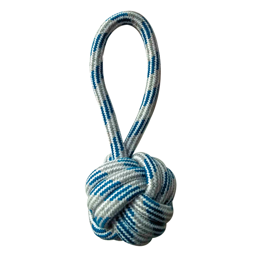 Jouet pour chien, corde avec balle 20cm bleu
